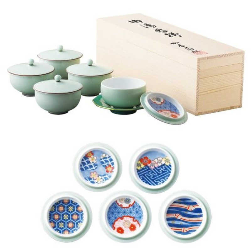 香蘭社　雅五彩・蓋付湯呑揃　NX479CF 19,800円