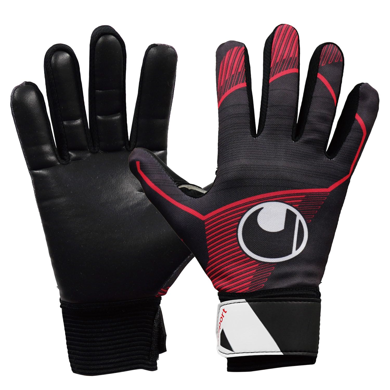 uhlsport (ウールシュポルト) フットサル GK キーパーグローブ FUTSAL スターターレジスト ハーフネガティブ 1011360 01 9 ブラック×ホワイト×レッド
