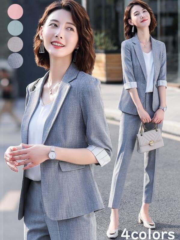 喪服 2点 ママスーツ 入園式 大きいサイズ 入学式 お宮参り ママ セレモニースーツ レディーススーツ レディース アンクル丈 フォーマル ジャケット スーツ 礼服 卒園式 卒業式 上下 パンツスー