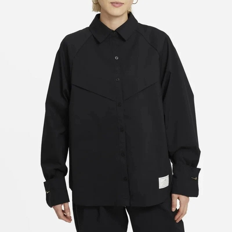 正規品 ウェア アイコン クラッシュ ウィメンズ ウーブン ロングスリーブ トップ ブラック/ホワイト DD5051-010