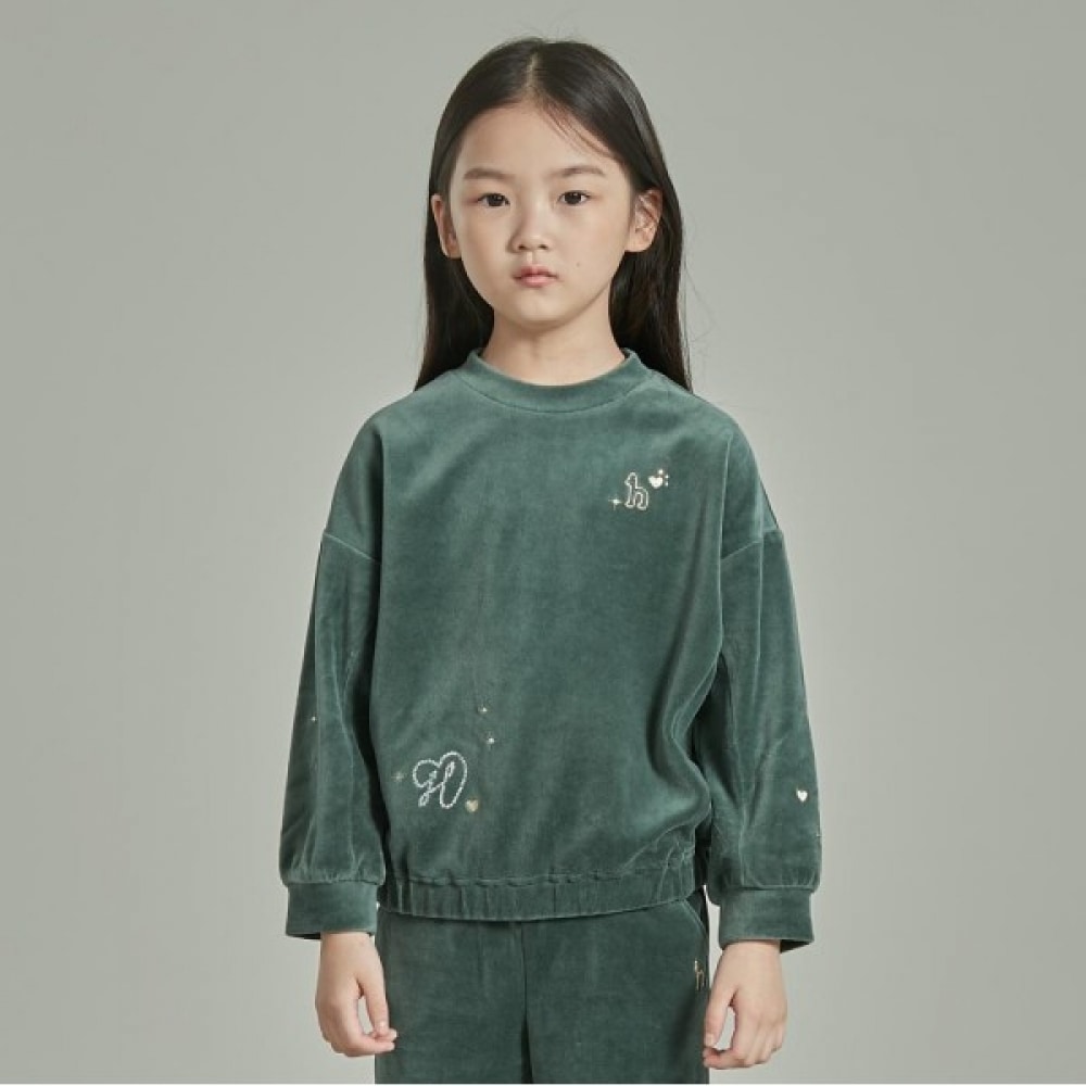 ヘジスキッズ ベルベットセットアップトレーナー HSW11TM58M_GN