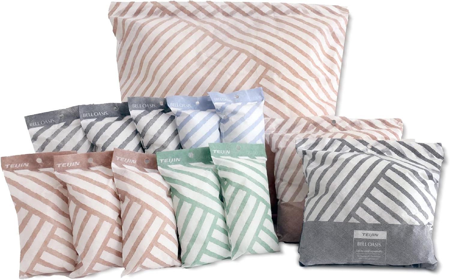 テイジン 乾っとソフトパックドライ 直営店限定カラー 除湿 調湿 消臭 抗菌 繰り返し使える 湿気対策 カビ対策 ニオイ対策 梅雨対策 湿気取り (モカブラウン, 特大セット)