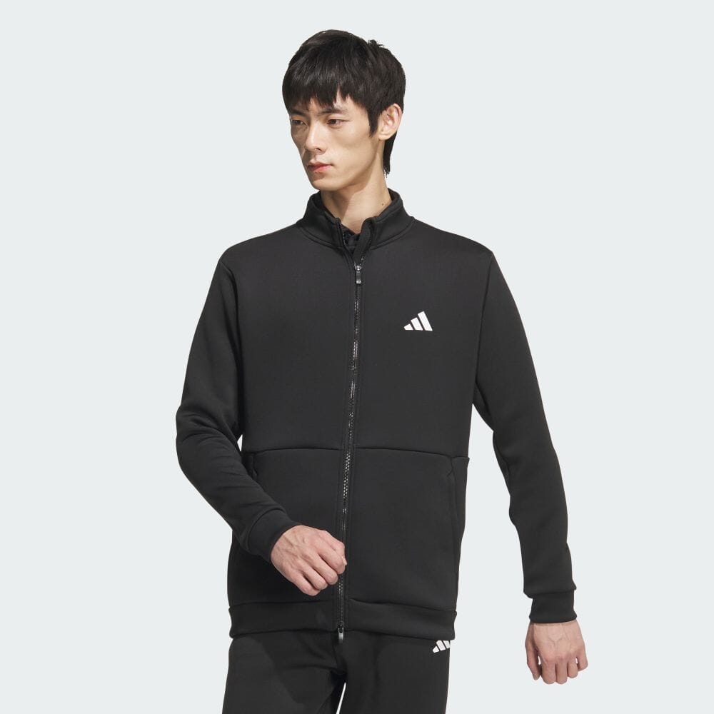 アディダス JSR69-IX8362-L メンズ ダンボールニット バックロゴ 付き フルジップジャケット（ブラック・サイズ：L） JSR69IX8362L