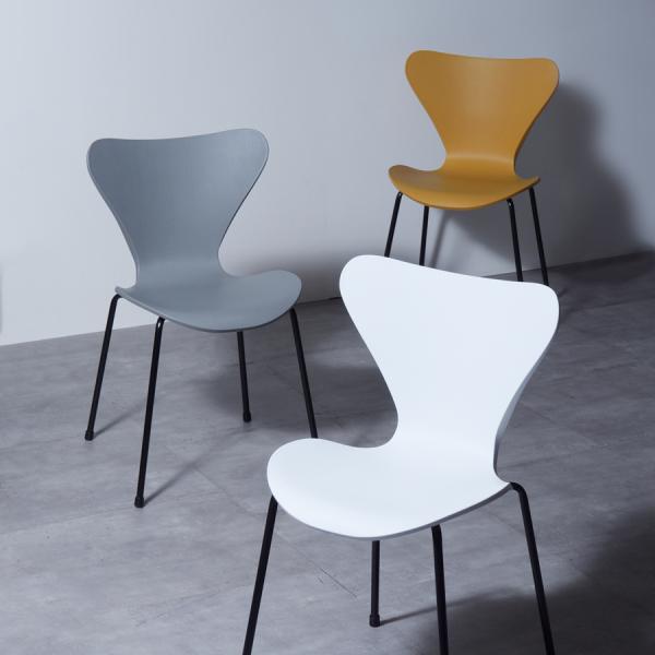 ダイニングチェア 単品 1脚 北欧 スタイリッシュ おしゃれ カッコイイ 椅子 スタッキング 重ね 収納 肘なし ひじ掛けなし グレー ホワイト 白 イエロー 黄色