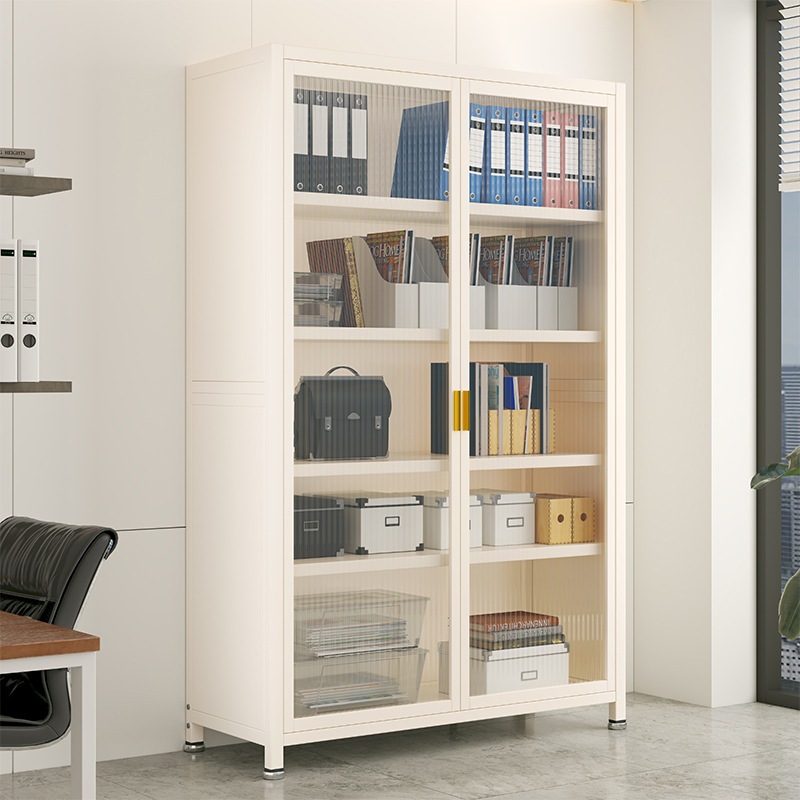 オフィスブックシェルフアイアンファイルキャビネット床スタンドストレージキャビネットディスプレイキャビネットキャビネットキャビネットキャビネットスチール製の本棚キャビネットドア