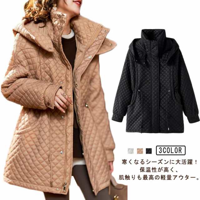 【2025新作SALE】キルティングコート 中綿 コート アウター キルティング ジャケット 上品 ロングコート フード付き 大人可愛い 秋 キルトジャケット 大きいサイズ ミセス 秋 冬 大きいサイ