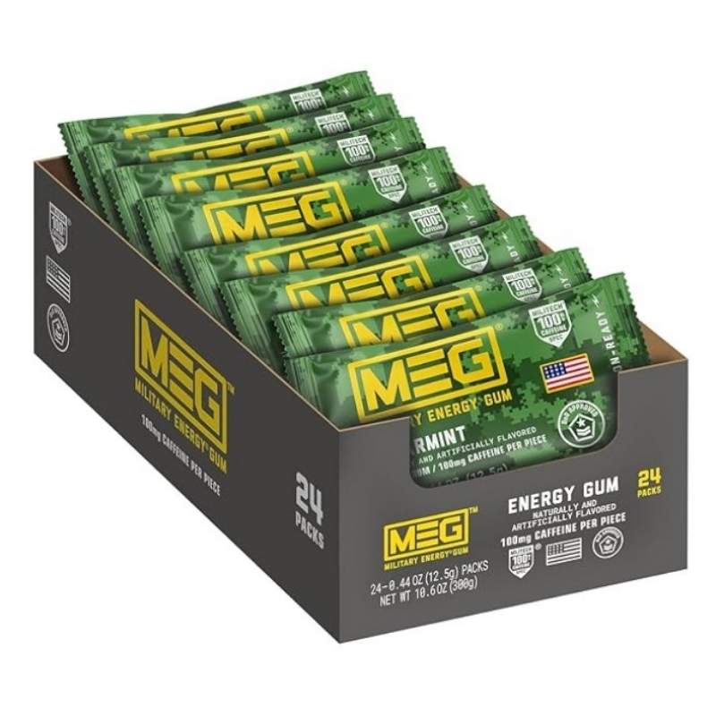 ミリタリー エネルギー ガム 1 個あたり 100 mg のカフェイン 24 パック 120個入りMEG スペアミント