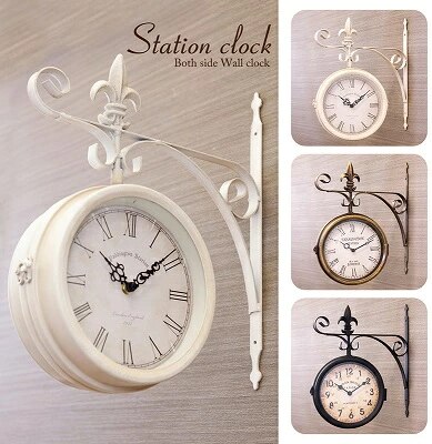 【 Station Clock 】 ヨーロッパ風 壁掛両面時計 ステーションクロック ボスサイド L 5,502円