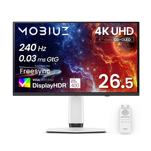 BenQベンキュー ゲーミング液晶ディスプレイ(26.5型/OLED/4K UHD 3840×2160/240Hz/0.03ms/HDR/HDMI2.1/DP1.4/USB Type-C/3年保証)