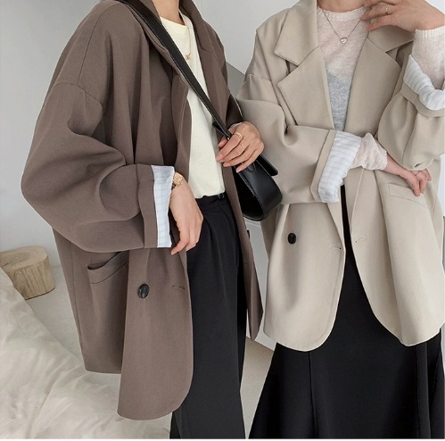 トップス ジャケット ブレザー 長袖 ドロップショルダー Vネック 襟付き ワイド ポケット 前開き 大人可愛い シンプル カジュアル おしゃれ かっこいい 大人女子 こなれ感 ラフ マニッシュ