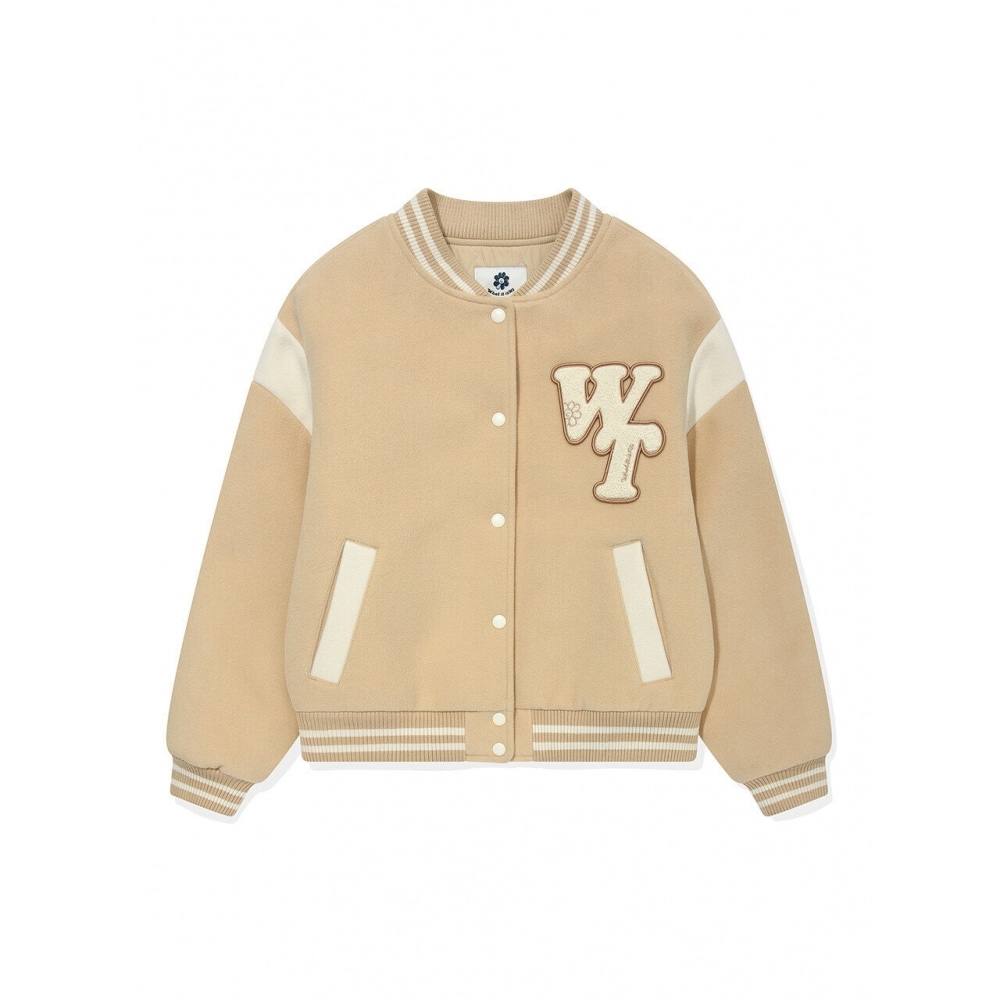 whatitisnt 女性用ブックロゴバーシティジャケットベージュ