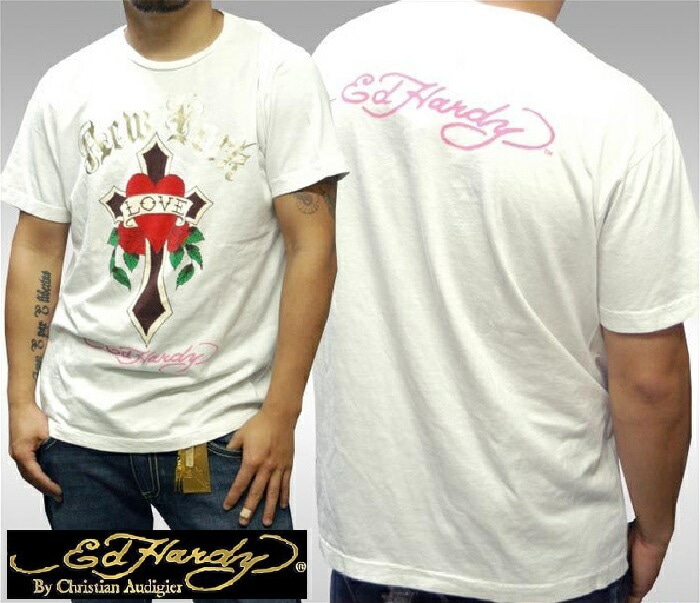 エドハーディー メンズ Tシャツ 200種類の品揃え LOVE CROSS ホワイト ピンク エドハーディー 正規品 インポート セレブ ファッション サファリ 掲載 ブランド セレカジ アメカ 9,741円