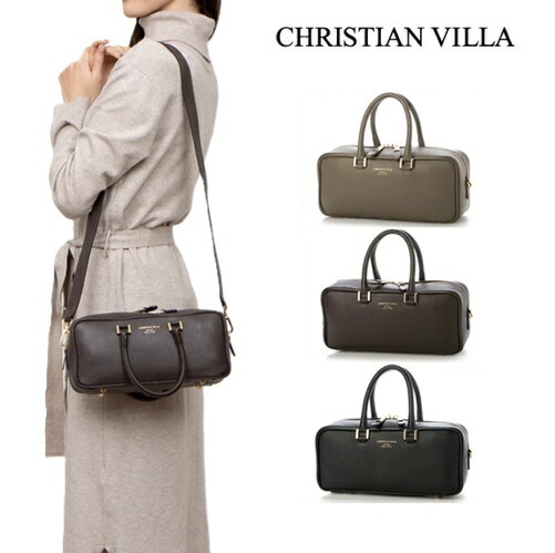 CHRISTIAN VILLA クリスチャンヴィラ ハンドバッグ 2WAY 横長 ショルダーバッグ レディース イタリア製 牛革 6127