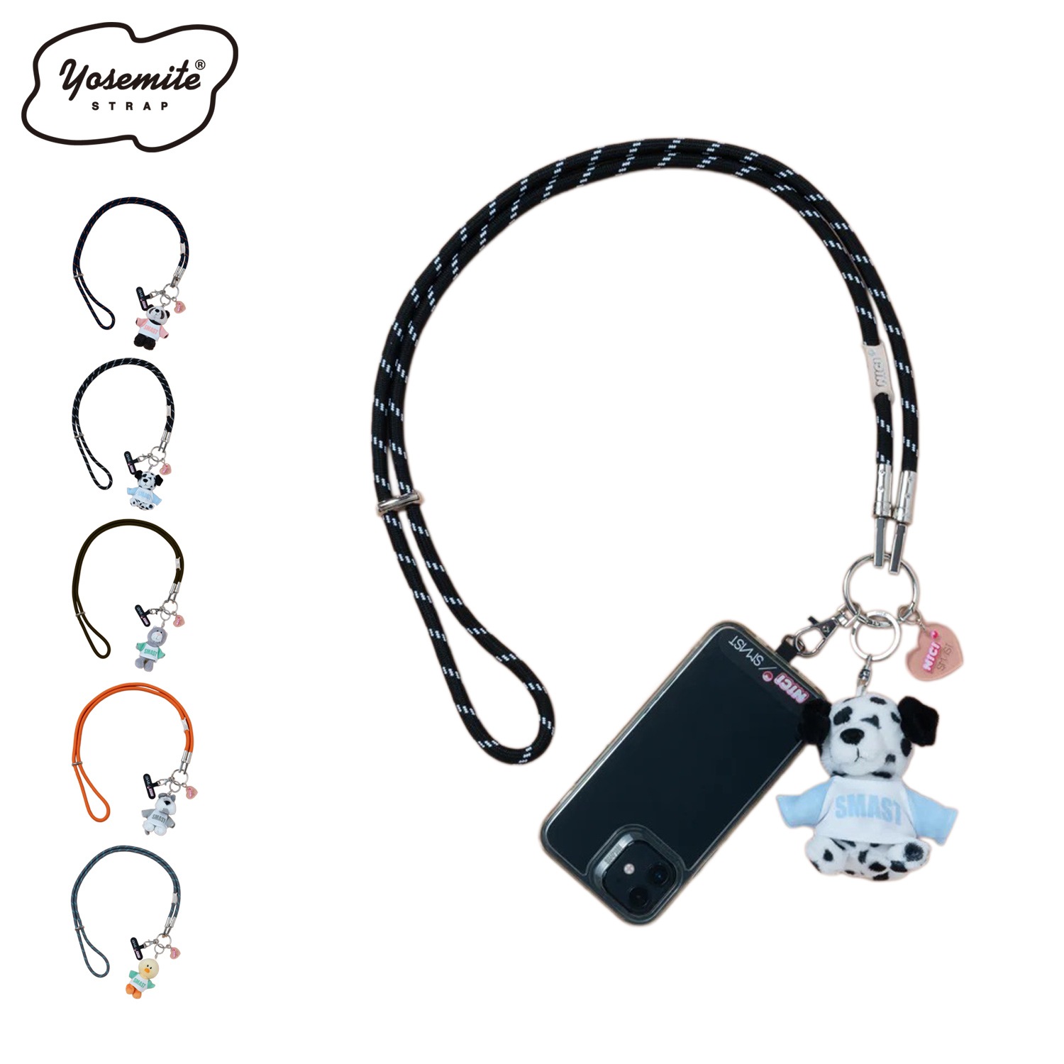 ストラップ スマホストラップ ショルダー モバイル ニキ メンズ レディース コラボ 限定 人形 オリジナルハートチャーム アタッチメント 付き 斜めがけ 首掛け 肩掛け SMAST-9005