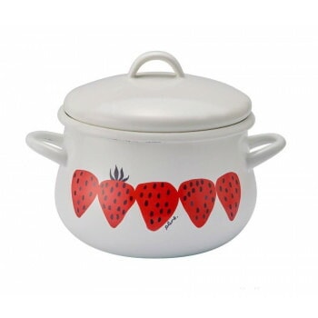 豊琺瑯　Plune.（プルーン）　ホーロー両手鍋16cm　あかいちご　PCR-801
