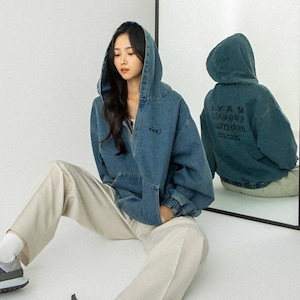 BTSジミン 展示会 DENIM ZIP-UP HOODIE パーカー M（Bts Jimin