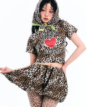 Qoo10 YEGG Leopard heart T レオパー
