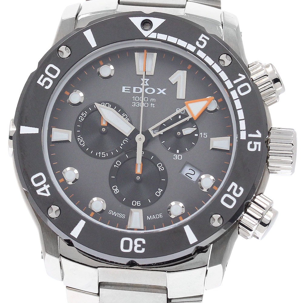 エドックス EDOX 10242 クロノオフショア1 デイト クロノグラフ クォーツ メンズ 保証書付き_948592【中古】