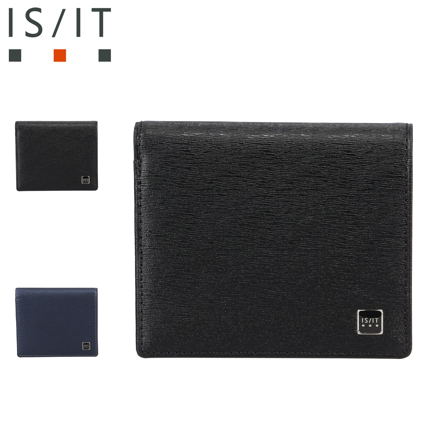 ポリマー 財布 二つ折り財布 メンズ レディース 本革 牛革 ブラック ネイビー 黒 989604