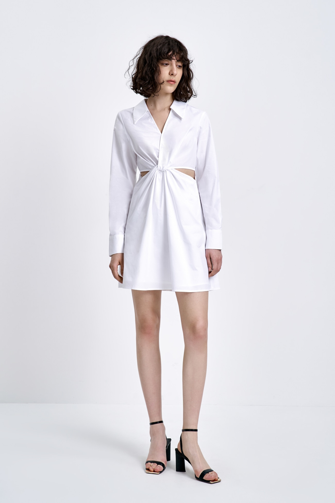 春 秋 レディース 女性 ファッション ツイストノット セクシー スタイリッシュ ドレス ワンピース ホワイト S M L XL ワンピース 膝上 袖あり 長袖 かわいい 大人可愛い きれいめ