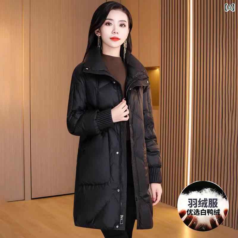 ジャケット 冬服 レディース 丈 防寒対策 暖かい シンプル モノクロ 大人っぽい 大人 スタイリッシュ エレガント ダウンジャケット