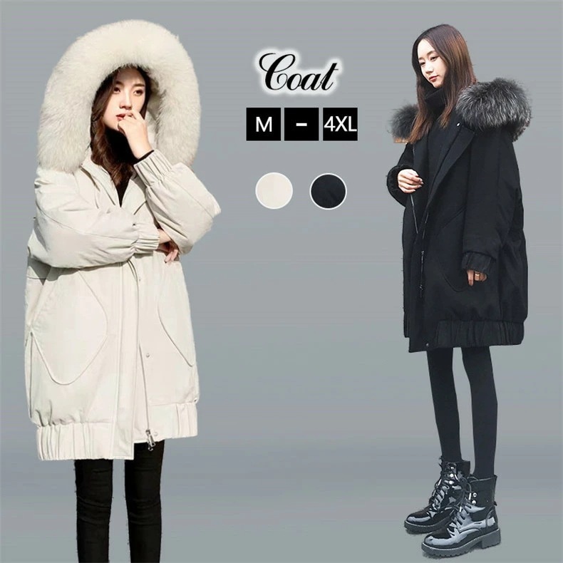 【即納】ダウンコート レディース 中綿 コート ダウンジャケット 2018冬 40代 ファー付きフード 中綿 ダウンコート ミディアム アウター 4,905円