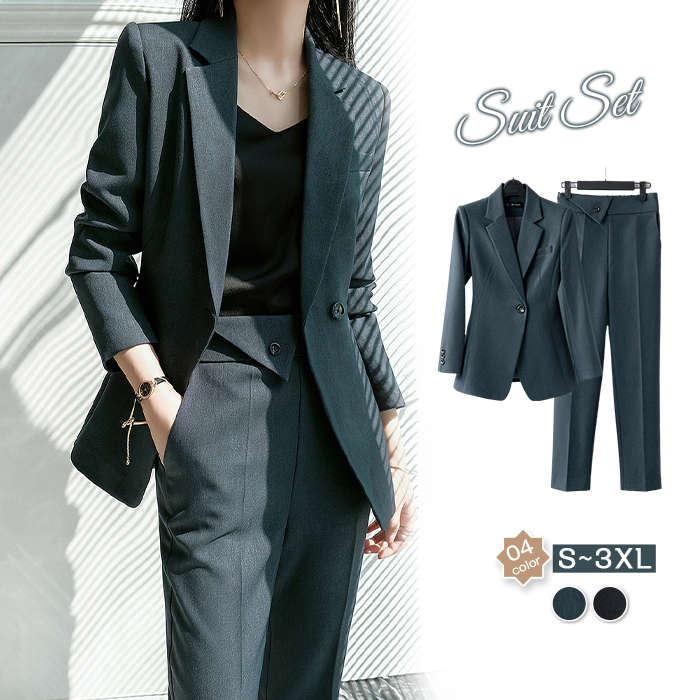 スーツ レディース セットアップ パンツスーツ 入学式 卒業式 フォーマル ママスーツ ビジネススーツ 卒園式 春 秋 長袖 ロング丈 選べる 洗える リクルート オールシーズン対応 通勤