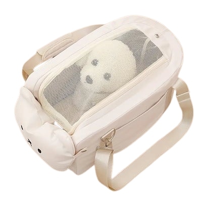 ふわふわペットキャリーバッグピンク軽量持ち運び便利小動物用