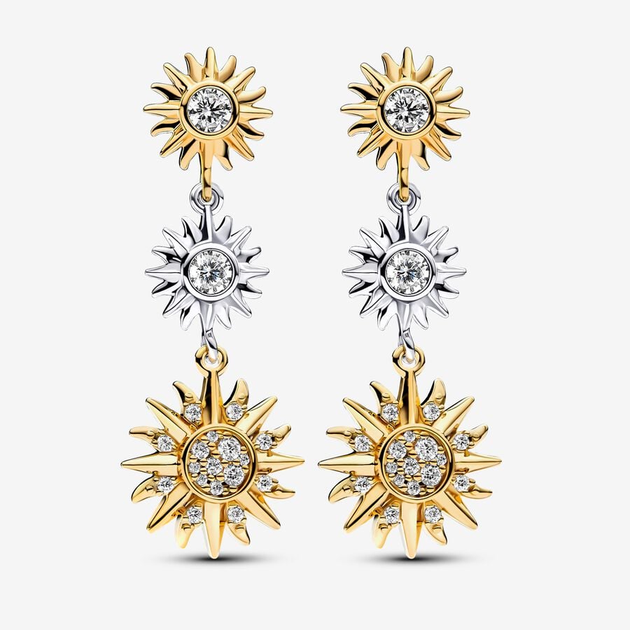 パンドラShuang color shining triple solar earrings 262843C01