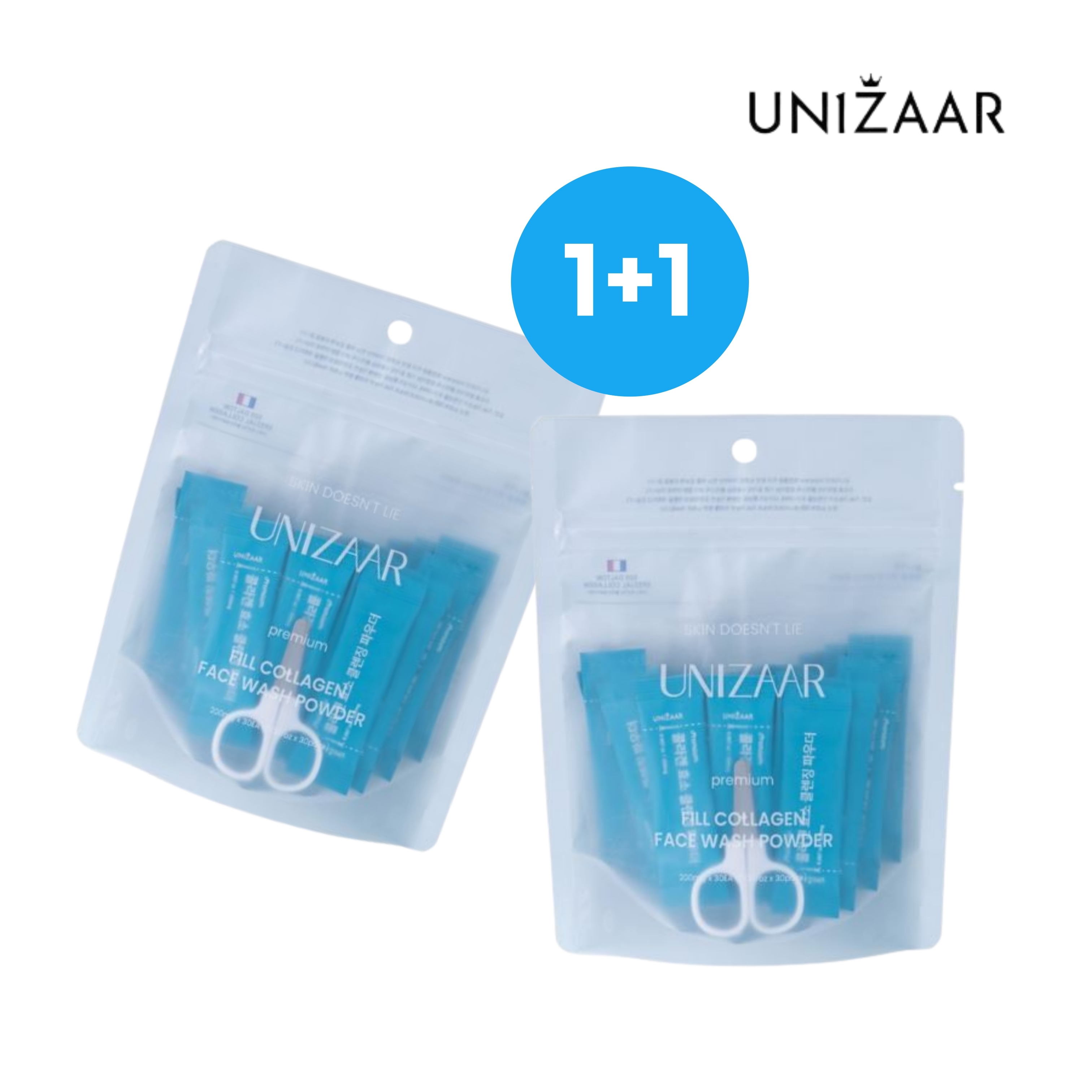 コラーゲン 酵素 クレンジング·パウダー/保湿クレンザー 2パックX 60包 (+サンプル)