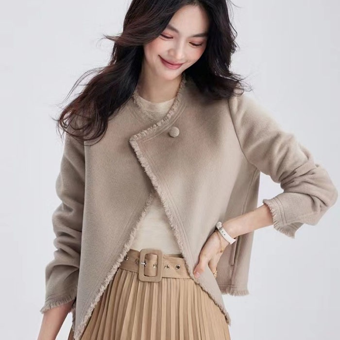 ショートコート レディース コート ウール ダブル ウールコート アウター ジャケット ショート 韓国ファッション 上質 大きいサイズ 春 秋 冬 防寒 シンプル おしゃれ カジュアル きれいめ 上品