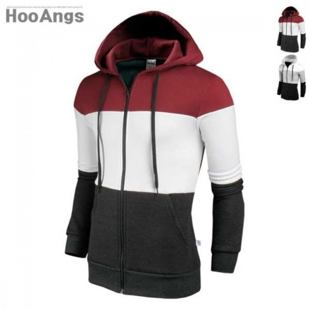 (Juans) 起毛三段切開カラーパーカージップアップ BMHD6219