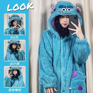 もこもこ パジャマ Sullivan ディズニー モンスター会社 Sulley ルームウェア レディース ワンピースパジャマ 着ぐるみ 部屋着 ペアルック カップル キッズ メンズ