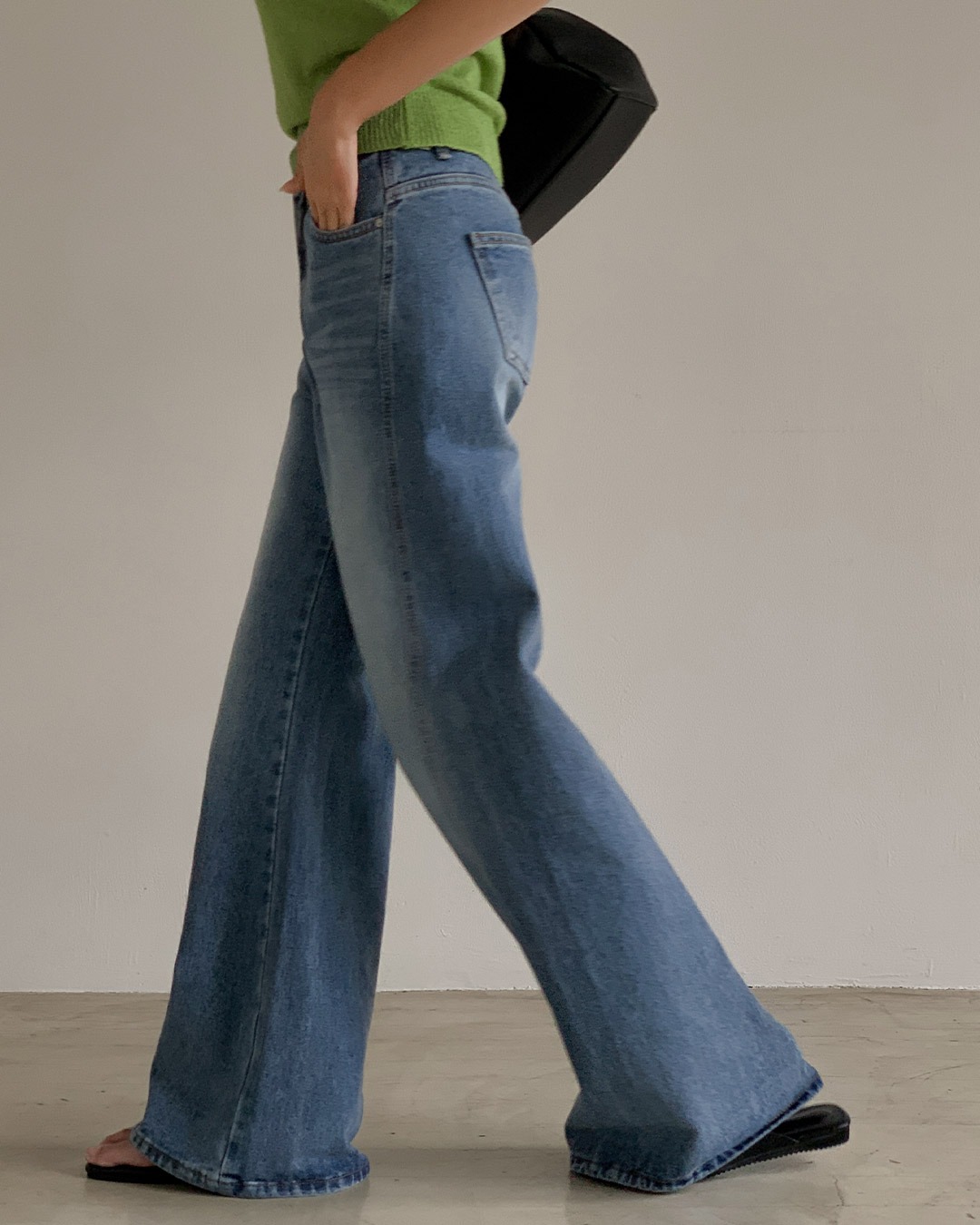 カードワイドデニムパンツ韓国ファッション レディース