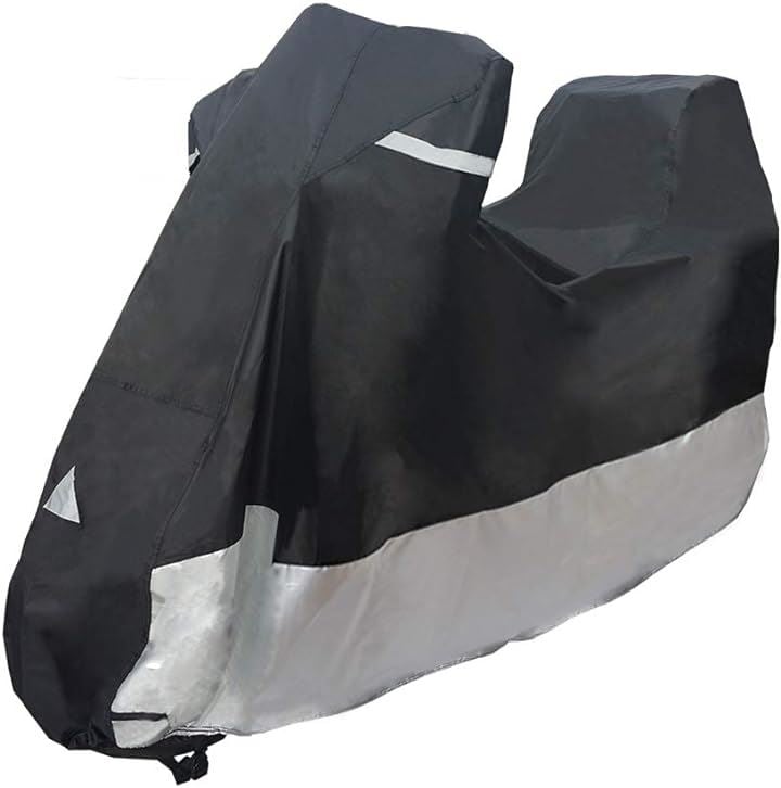 耐熱バイクカバー 溶けないバイクカバー オックス300D厚手 バイク車体カバー 原付 超撥水 防塵 盗難対策( ブラック, 6L: 長265x幅105x高125cm)