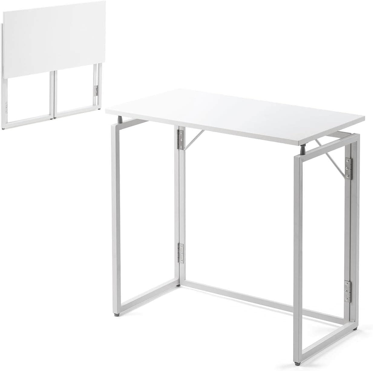 サンワダイレクト 折りたたみデスク コンパクト 幅73×奥行40×高さ70cm 耐荷重20 完成品 パソコンデスク 折り畳みテーブル ホワイト 100-DESKH075W