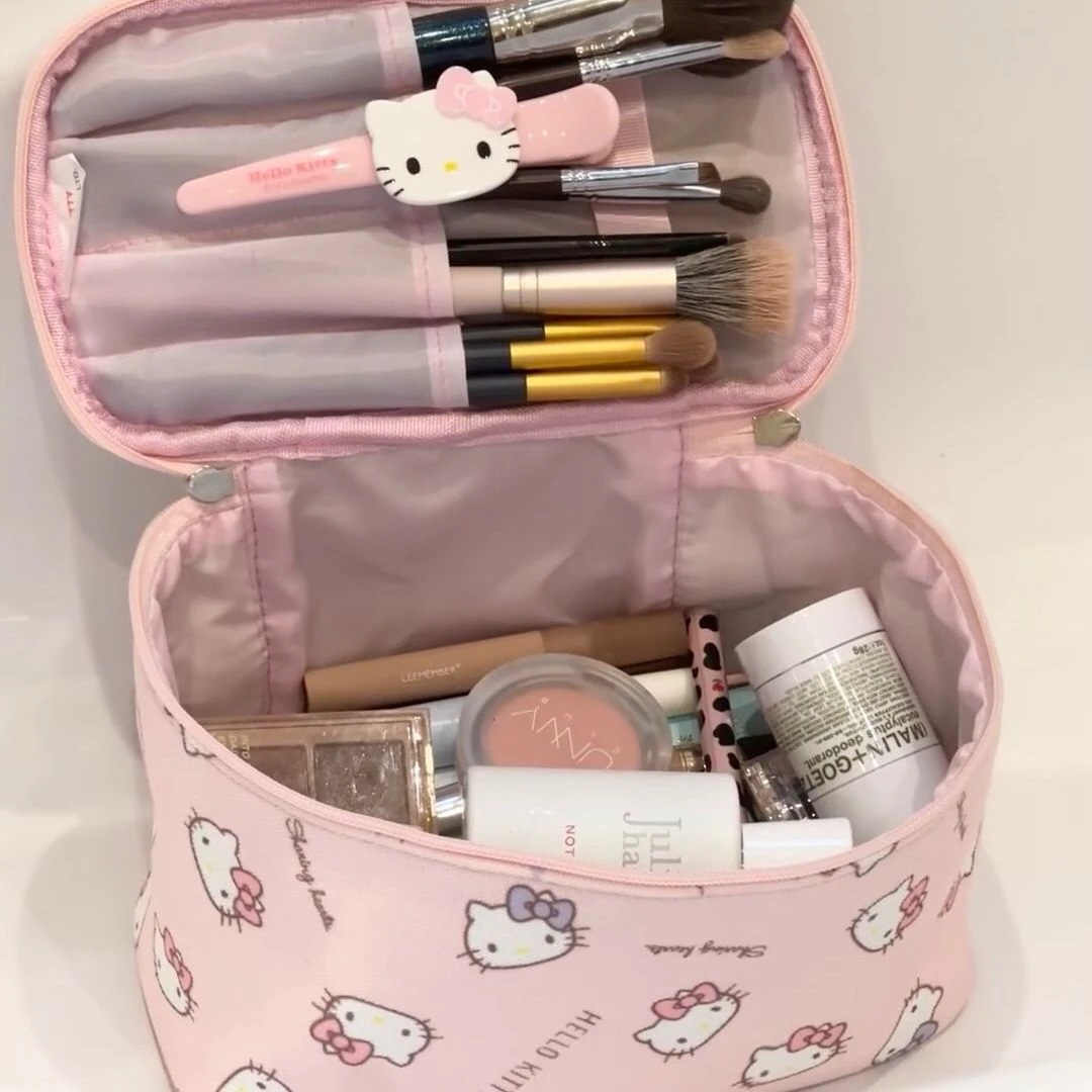 【2個買うと1個無料】サンリオハローキティ可爱いプリント大容量手提げポーチポータブル洗面手提げバッグ収纳バッグ2325