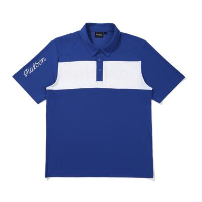 Malbon Golf純正 ル・クラブ・デュ・マルボン ブロックTシャツ ブルー（メンズ）
