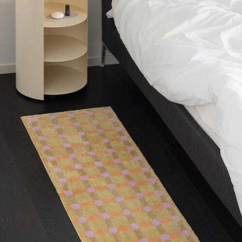 WARMGREYTAIL DOT CHECK ラグ Tangerine on Sand (140x45cm)