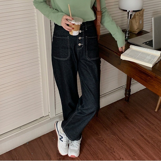 ボトムス パンツ 春夏 カジュアル レディース デニムパンツ ロング丈 マキシ マキシ丈 9分丈 アンクル丈 ハイウエスト ポケット 黒 ブラック かわいい 大人可愛い きれいめ シンプル カジュアル 6,619円