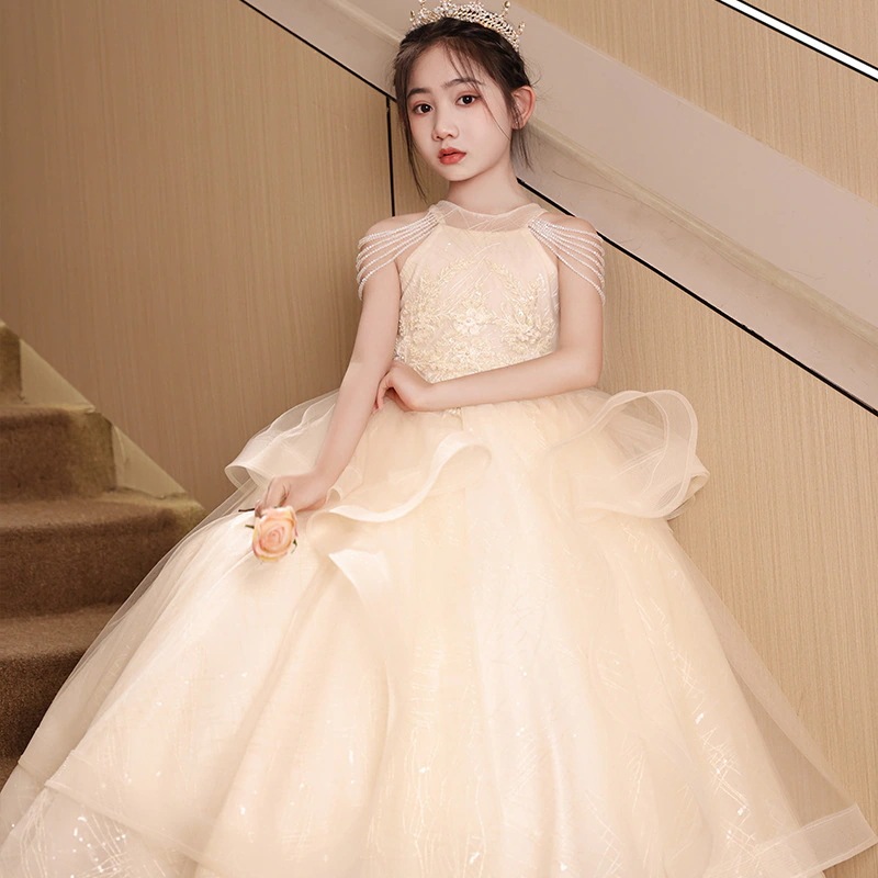 女の子のドレス2025スプリングフラワーズリトルガールズチルドレンバースデープリンセスドレスショーショー服