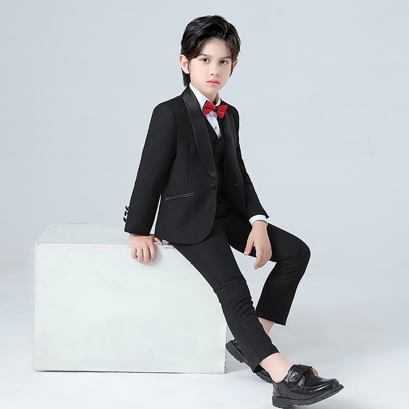 子供スーツ韓国無地スーツスリーピース少年ピアノホストパフォーマンスドレス秋子供スーツ