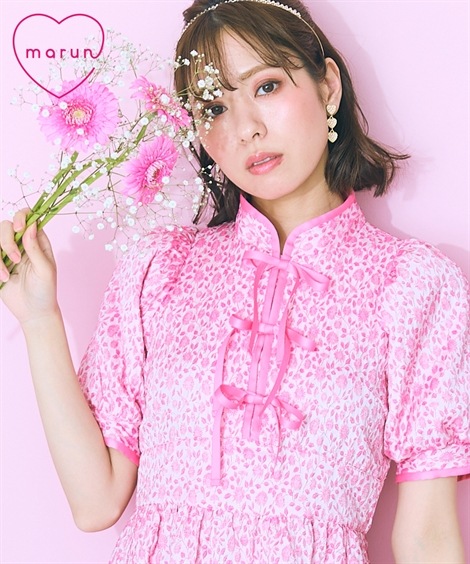 ロング・マキシ丈/半袖 大きいサイズ フロントリボンワンピース marun 14,314円