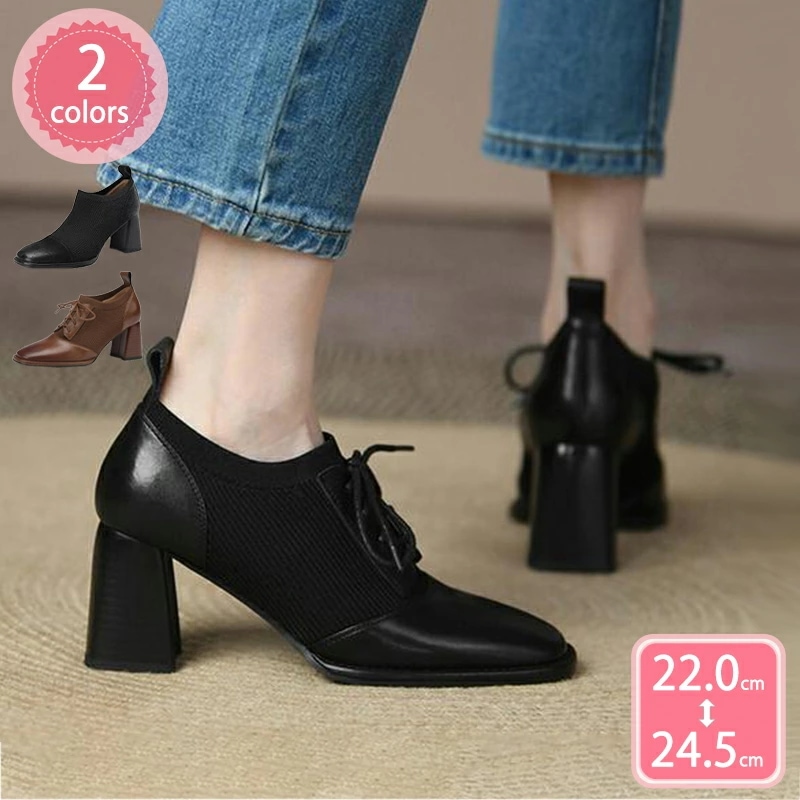 777円OFFクーポン 秋ブーティー 秋ブーティ 太ヒール ハイヒール おじ靴 レディース ショートブーツ スリッポン レースアップ 編み上げ 飾り 美脚 ハイヒール パンプス ヴィンテージ 柔らかい