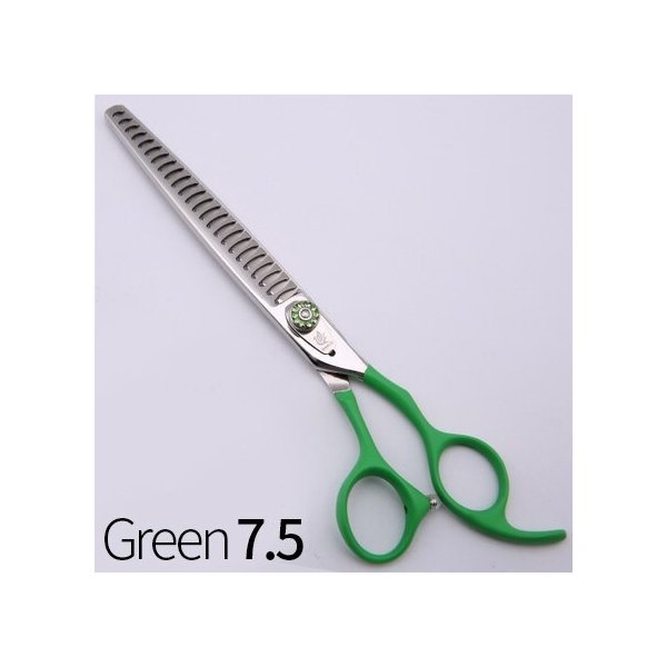 フェニスプロフェッショナルペットグルーミングハサミ高級間伐鋏歯刃ステンレス鋼7.5インチ Green inch 爆売り 3周年記念イベントが 7.5