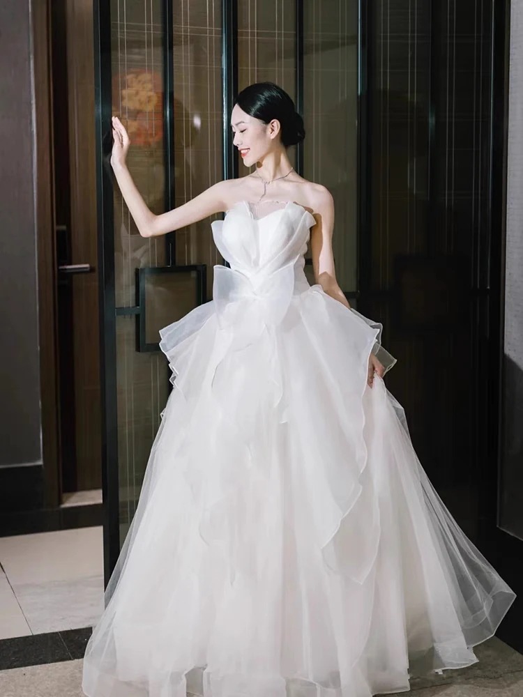 ウェディングドレス ウェディングドレス白 パーティードレス オフショルダー 花嫁ロングドレス 簡約 結婚式 二次会 レース お呼ばれ 挙式 姫系