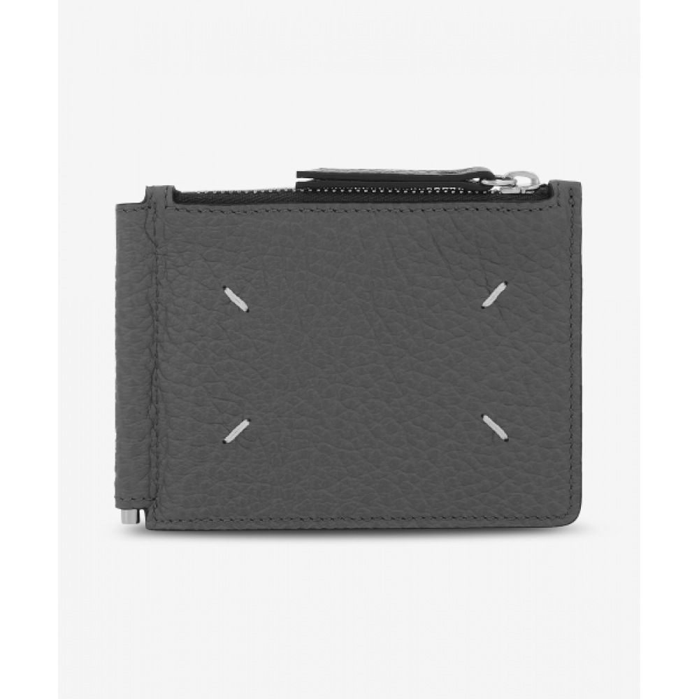 メゾンマルジェラ 4 ステッチスリム 2 ピンサーウォレット-グレー/SA1UI0022P4455T8127