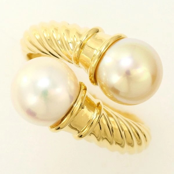 K18 18金 YG リング 12号 パール(真珠) 約8mm カード鑑別書 【中古】