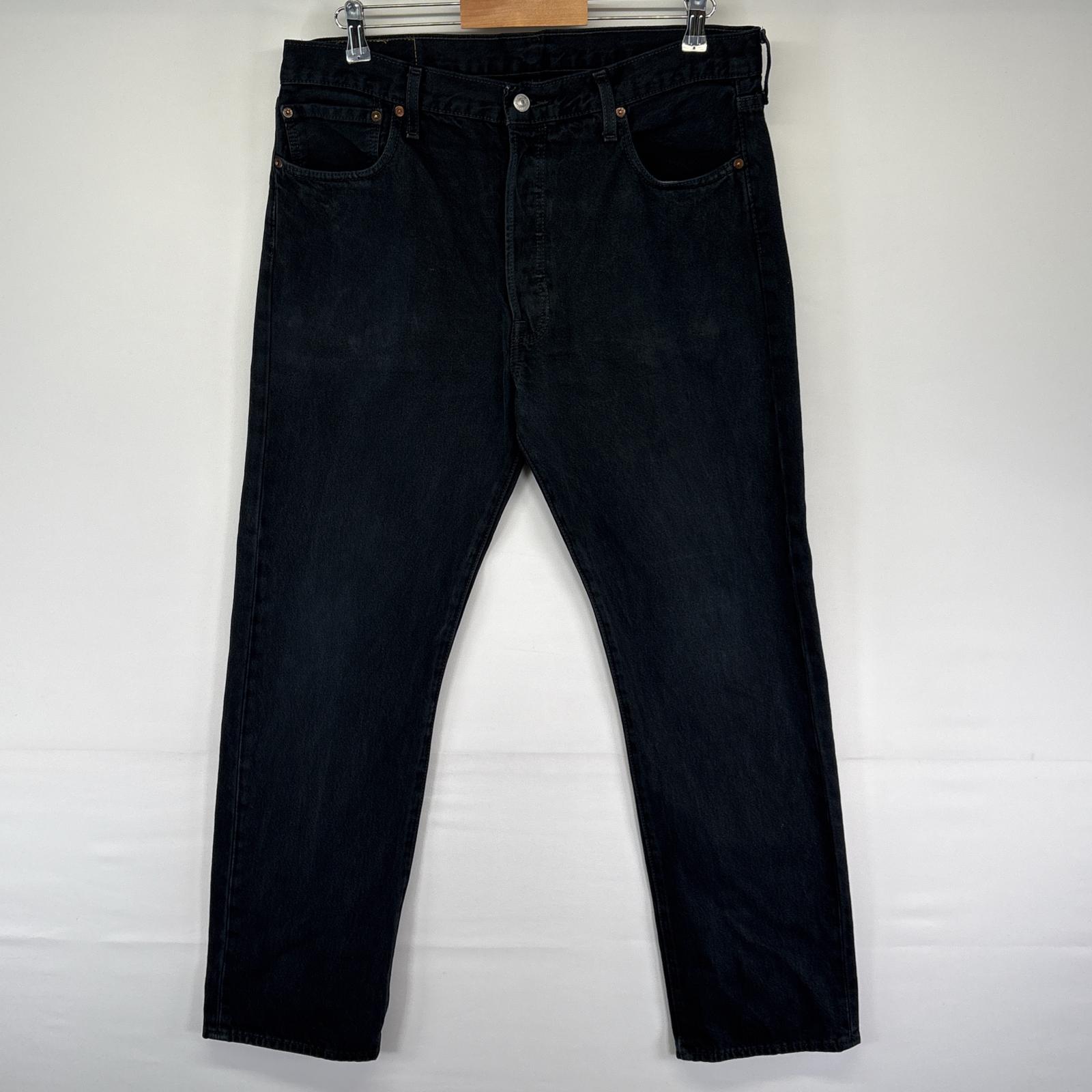 古着 デニムパンツ 501 ストレート ワーク 5ポケット ジーンズ ジーパン 色落ち ヒゲ w36 L32 ブラック メンズ