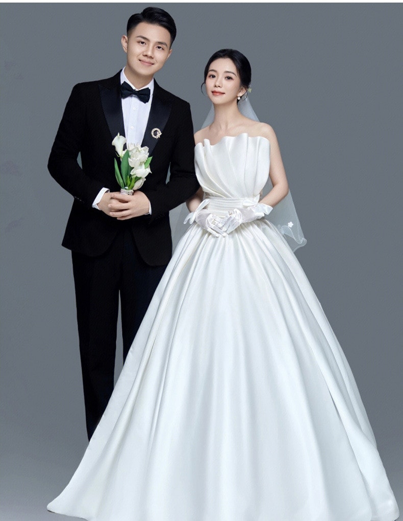 ウエディングドレス 海外旅行リゾートドレス 前撮りドレス ハイエンドのカスタマイズ フレンチドレス 花嫁ドレス シンプル Aライン ブライダルドレス 二次会 結婚式 ロングドレス パーティー